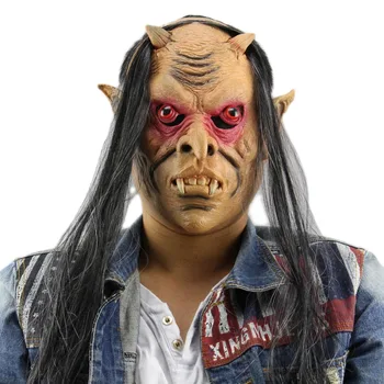 

Men's Decaying Zombie Mask with Hair Grimace Ghost Mask Emulsion Horror Mask Scary Halloween Costume Party Masquerade Mask