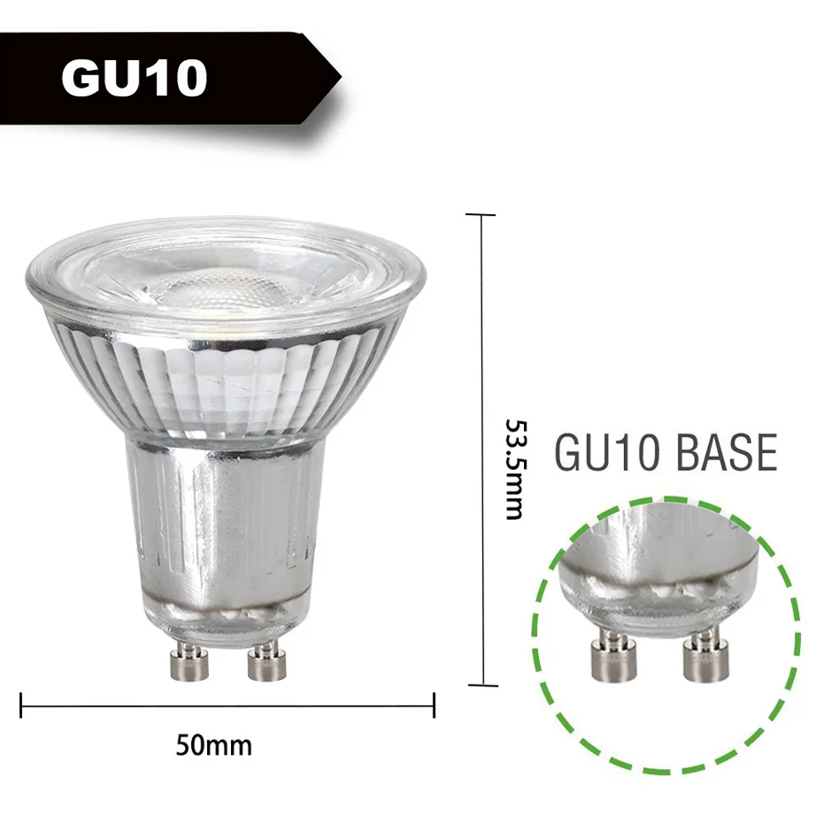 4 шт. светодиодный лампочка GU10 без мерцания AC100-265V 5 Вт COB мощный прожектор повышенной яркости домашние потолочные вентиляторы заменить галогенные лампы 50 Вт