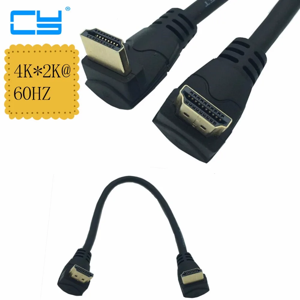 HDMI 2,0 4 K 3D двойной 90 градусов под углом HDMI мужской вниз Угловой HDMI Male HDTV кабель 30 см/60 см/180 см для DVD PS3 PC