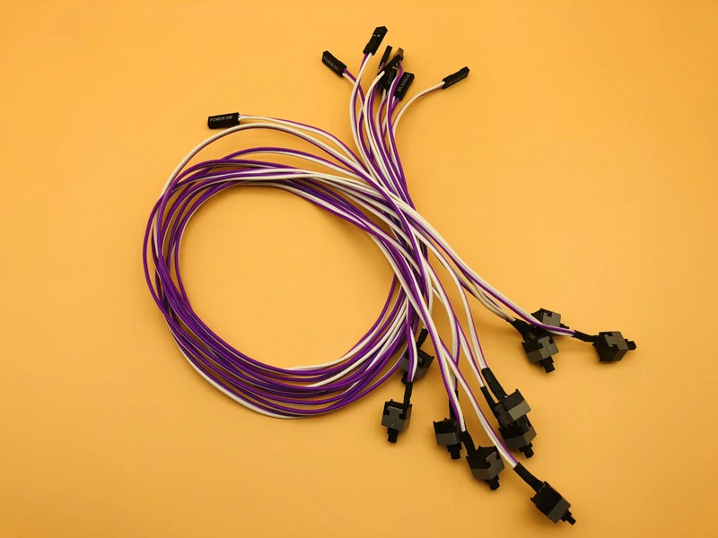 10PCS Motherboard Reset Cable Desktop Computer PC Case Power Button SW Switch Power Cord Cable Re-start Switch Cable for Mining