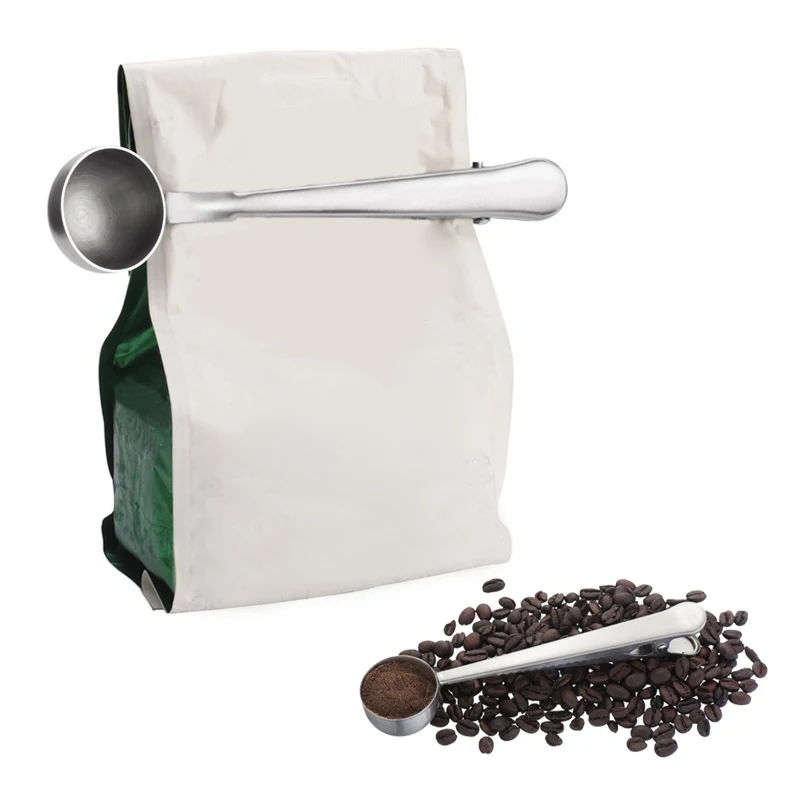 Multifunction Coffee Scoop With Bag Clip Stainless Steel Tea Coffee Measuring Cup Coffee Scoop Spoon Kitchen Supplies