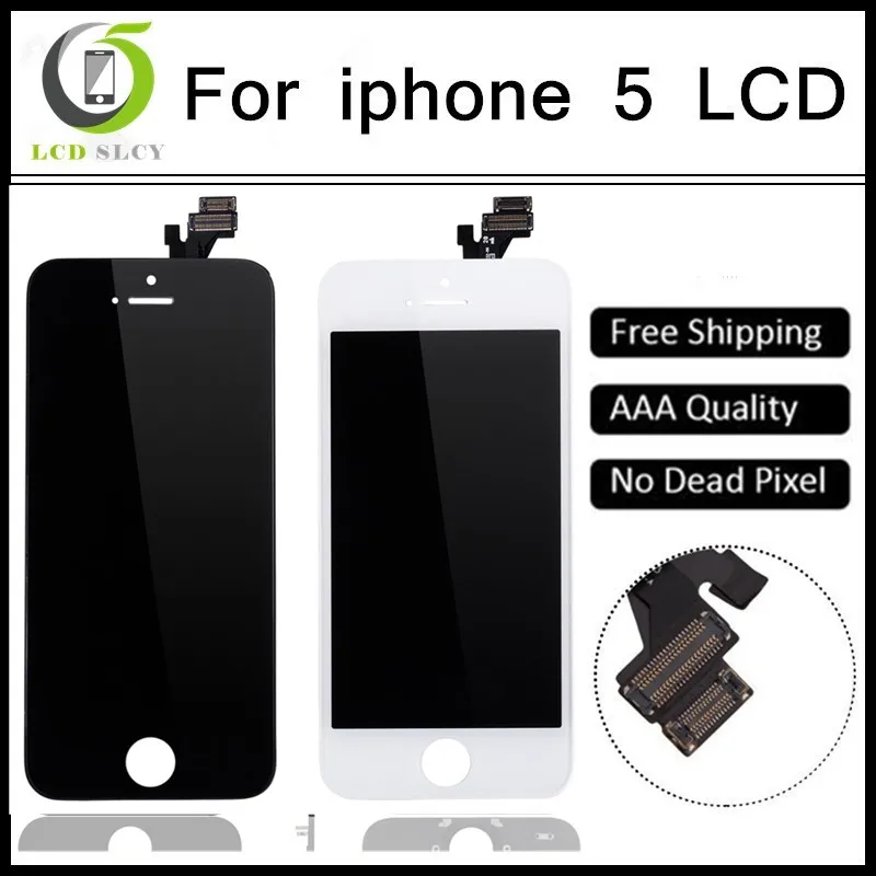 Бесплатная доставка DHL 10 шт./лот качество A +++ для iPhone 5 ЖК дисплей белый и черный