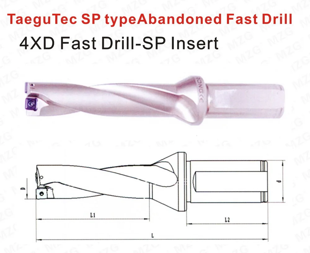 Твердосплавные вставки MZG D4 SP, 18 мм, 20 мм, 21 мм, u-образные сверла для бурения отверстий, обрабатывающий центр для сверления металла, сверлильные инструменты для быстрого сверления