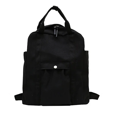 Повседневный холщовый женский рюкзак Harajuku, большая вместительность, школьные сумки для девушек, дорожные сумки для девочек-подростков, одноцветные рюкзаки, милый рюкзак - Цвет: black