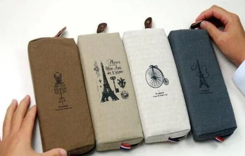 

Retro Paris Classic 4Colors 18CM Canvas Kids Girl's BAG Case ; Women Makeup Pen Storage Purse Wallet Pouch BAG
