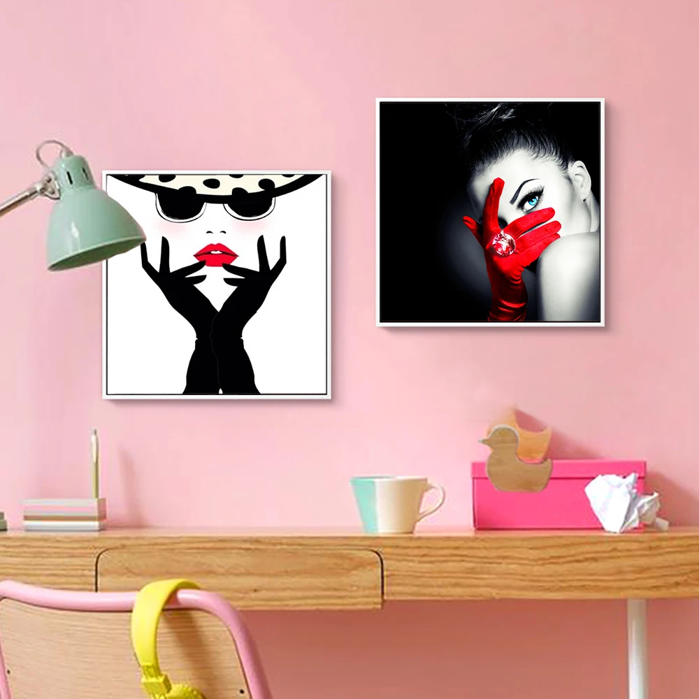 

Cuadros Decoracion Vogue Red Lips Woman Posters and Prints Canvas Painting Wall Pop Art nordic pictures For living room Home