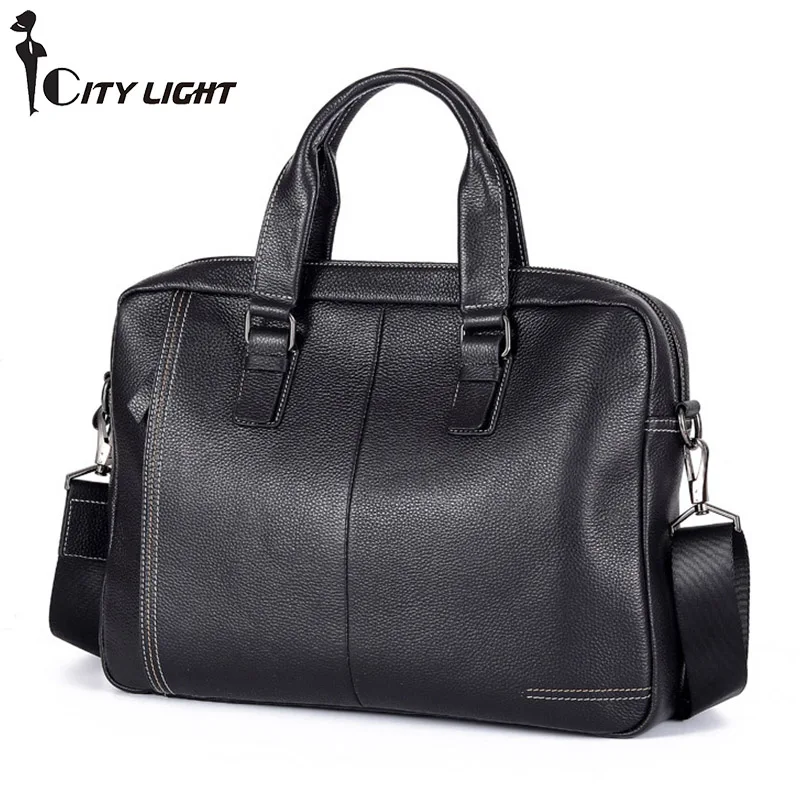 

Unsex Genuine Leather Business Work Messenger Shoulder Bag Top Handle Bags Multi Compartment Practical Cross Body Handbags