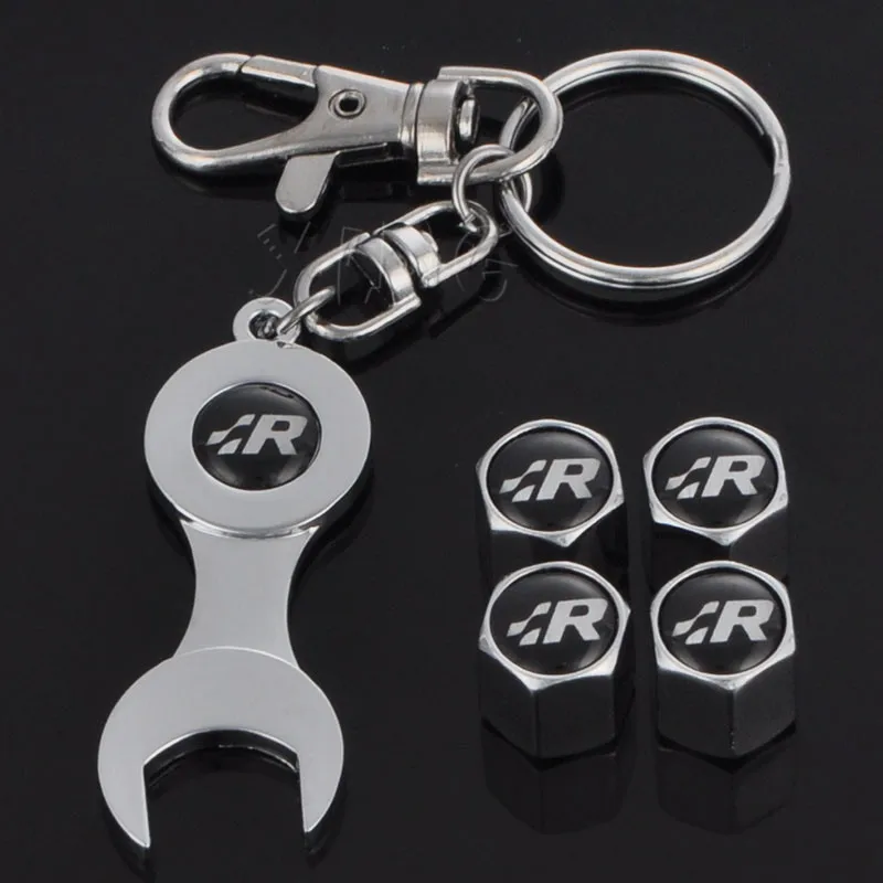 Car Tire Valve Cap Tyre Air Stems Caps Auto Dustproof Cover For Volkswagen VW GR SR R Racing Golf 4 5 6 MK7 GTI Touareg Emblem