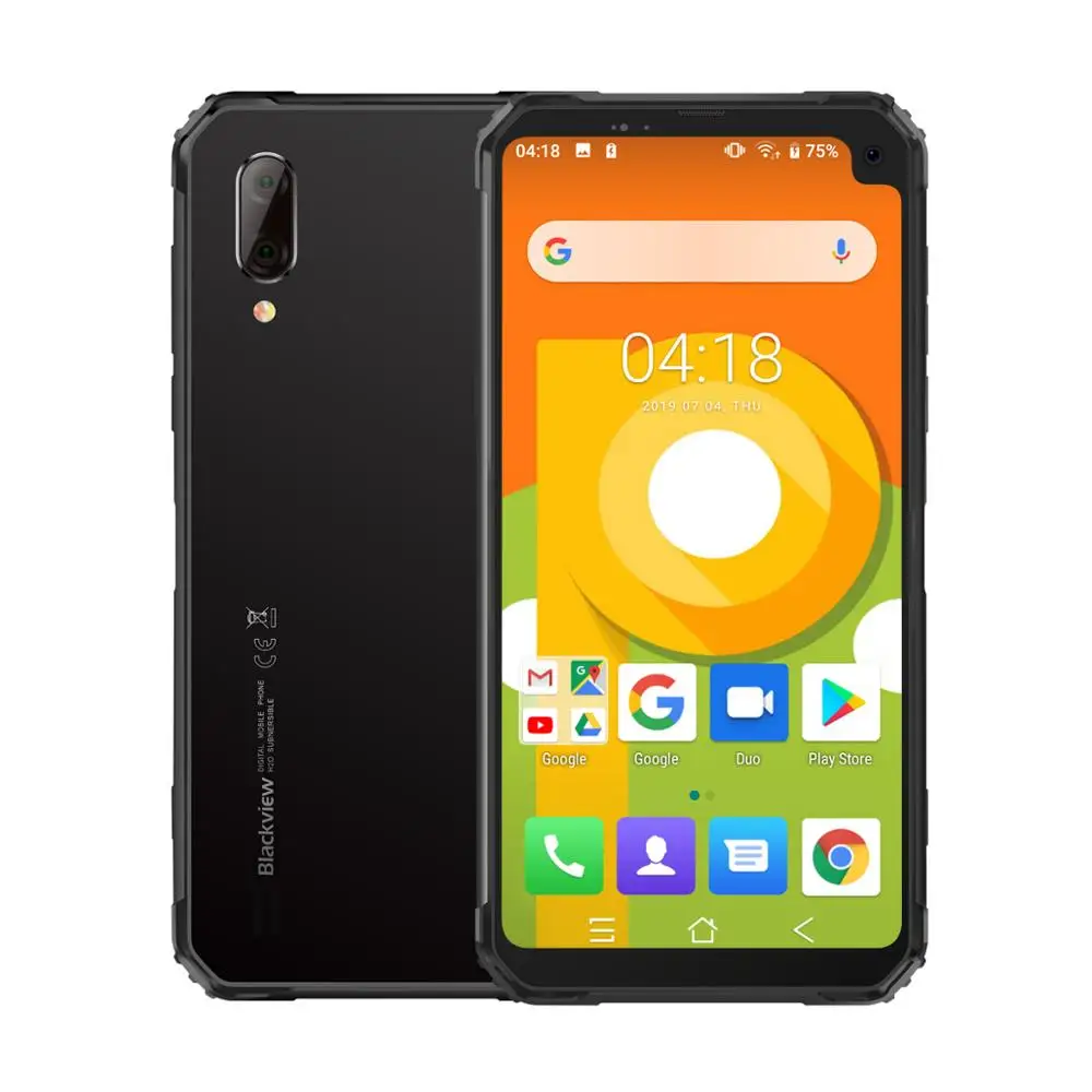 Blackview BV6100 IP68 водонепроницаемый мобильный телефон 3 ГБ+ 16 ГБ Android 9,0 открытый мобильный телефон 6,8" экран 5580 мАч прочный смартфон NFC - Цвет: Серый