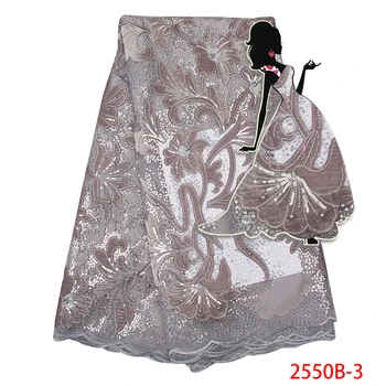 

Latest African Laces 2019 High Quality Beads With Embroidered Tulle Lace Fabric For Women Party Tulle Lace Fabric AMY2550B-2