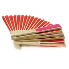 30pcs Personalized Ladies Bamboo & Silk Hand Folding Fans Outdoor Dancing Wedding Birthday Baptism Party Favor Organza Bag