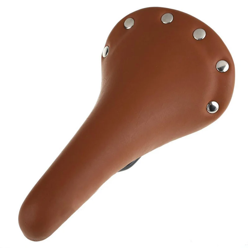 Vintage PU Leather Bicycle Saddle, Assento de ciclismo Antishock, MTB Bike Saddle, Comfort Bike Parts, Peças de bicicleta