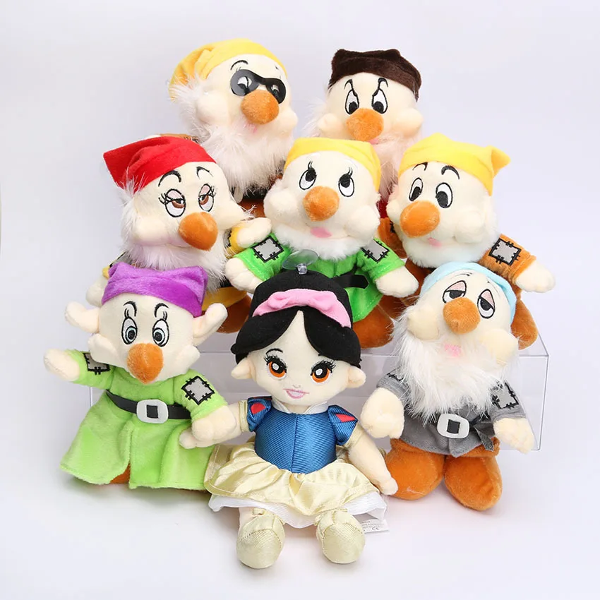 

[Temil] 8pcs/set Cute 28cm Snow White and the seven Dwarfs Plush stuffed Doll model Toy soft cotton princess doll kids baby gift