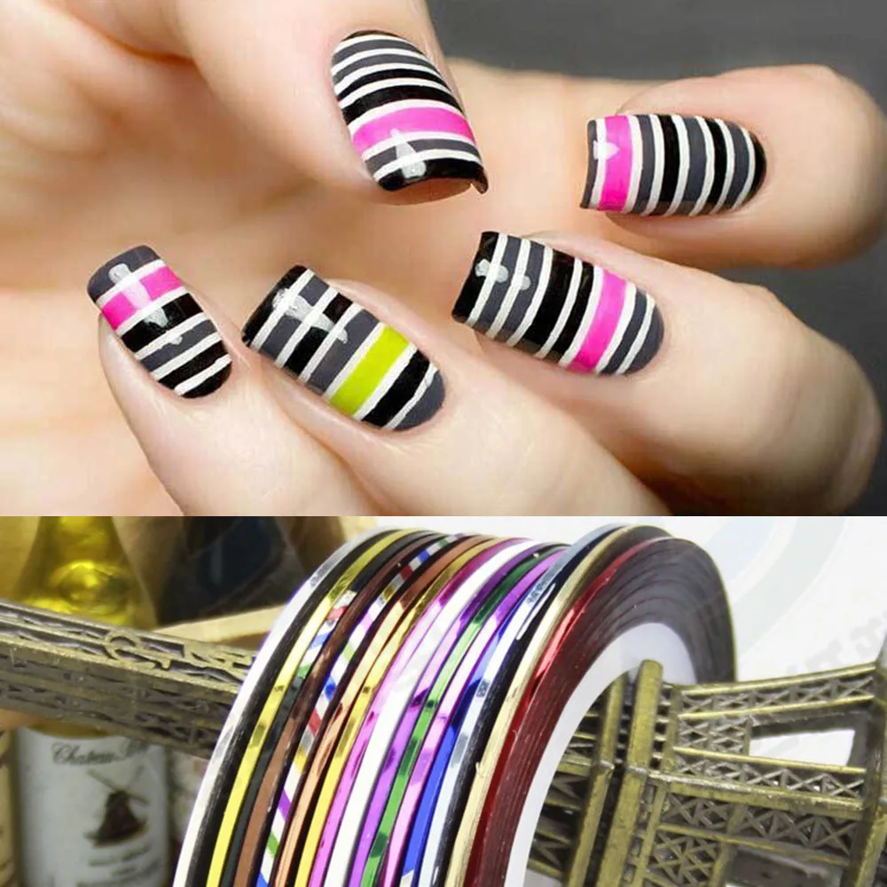 Buy 1Roll 12 Colors 3D Nail Waves Striping Tape Line