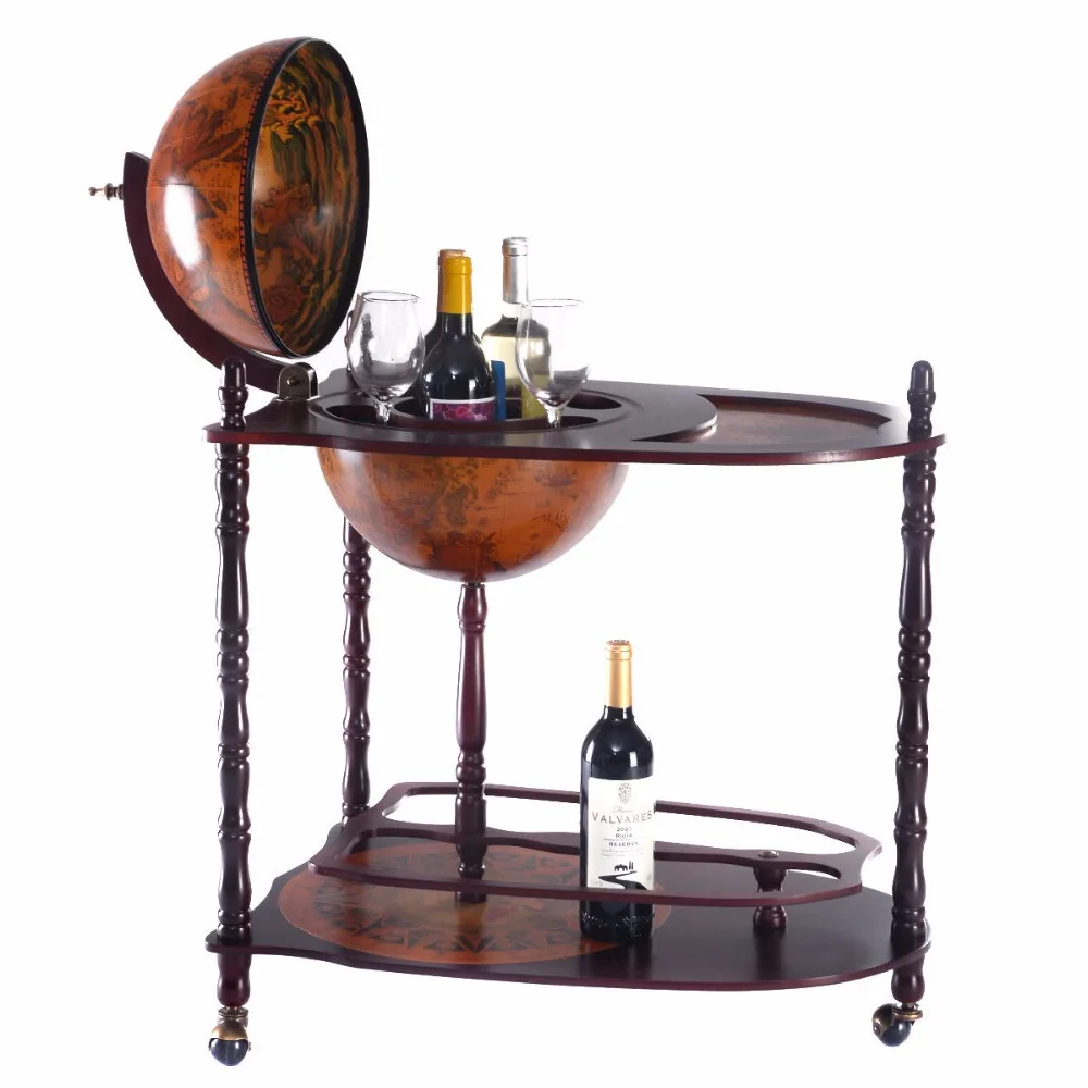 

Goplus Wooden Wine Rack Holder Vintage 16th Century Italian Wine Bar Stand 34" H Liquor Bottle Shelf Bar Storage Holder HW51940+