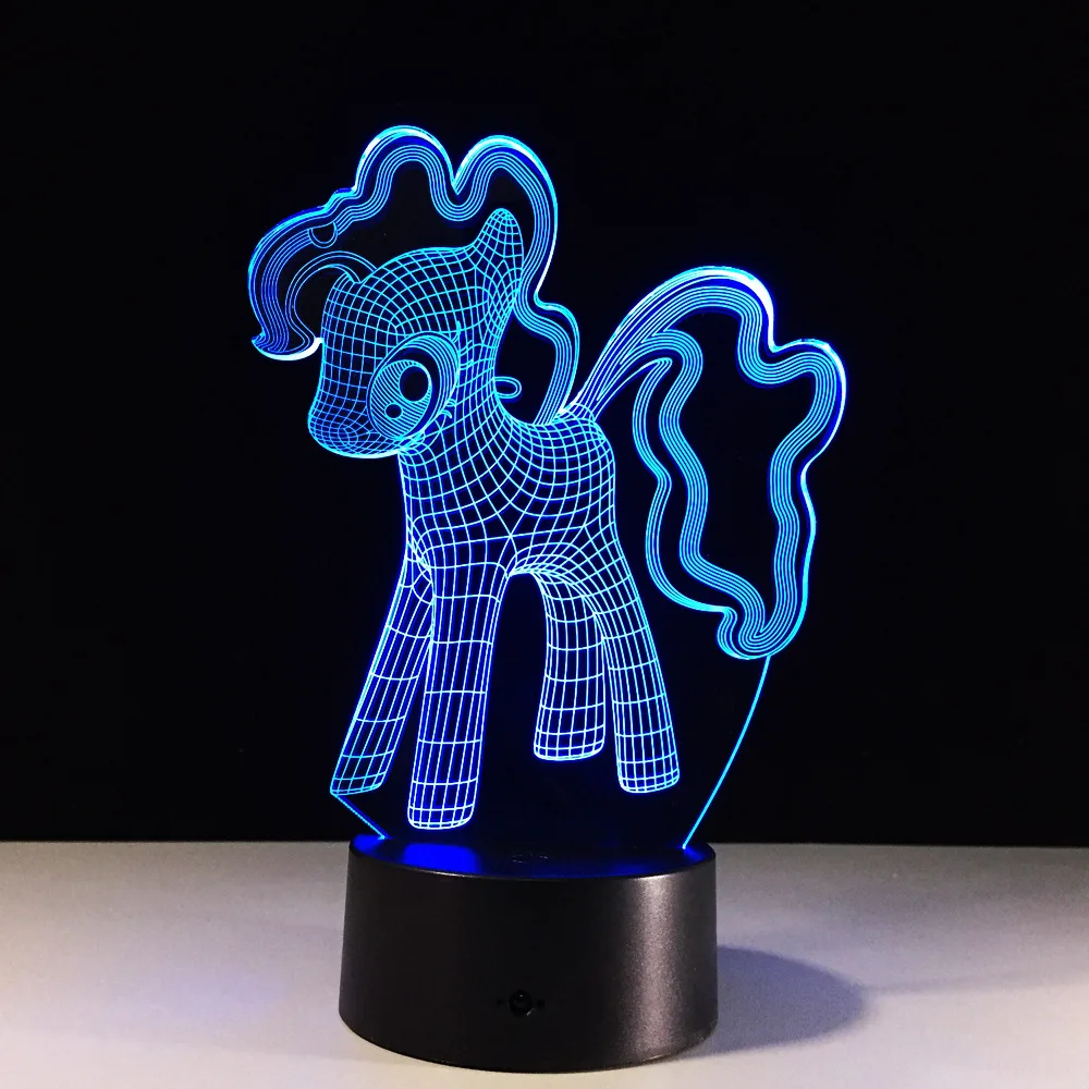 Ночной светильник 3D My Little Pony настольный светодиодный ночник креативный цветной