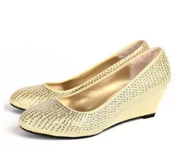 chagne light gold color wedding shoes on sales wedges heeled quality rivets chagne light gold color wedding shoes on sales wedges heeled quality rivets