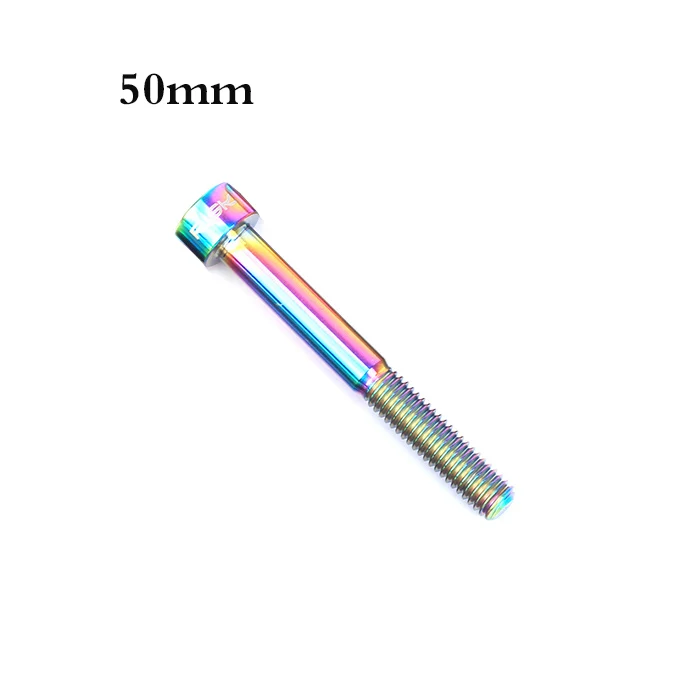 Риск 1 шт. M6* 30/35/40/50 мм велосипедная рулевая колонка болты TC4 Титан сплав Винты Горный Дорожный велосипед Велоспорт болты 3 цвета - Цвет: Rainbow M6x50mm