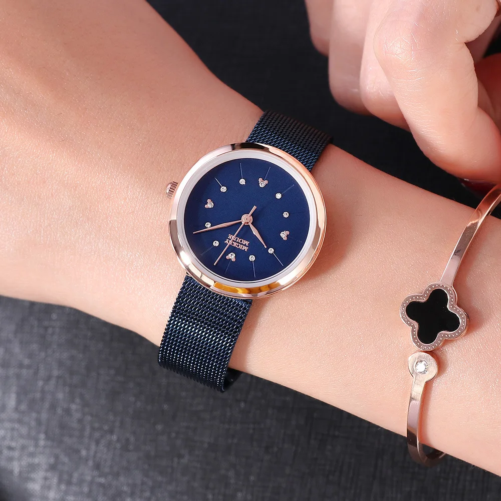 

woman watch Disney brand Mickey mouse women clocks stainless steel quartz ladies wristwatches womens watches waterproof