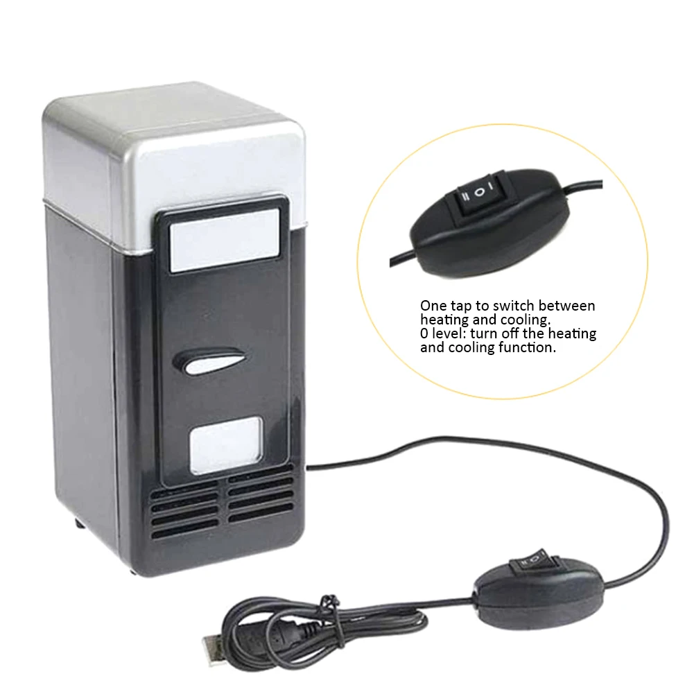 Desktop Mini Fridge USB Gadget Beverage Cans Cooler Warmer Refrigerator With Internal LED Light Car Use Mini Fridge