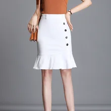 Лето Новое поступление корейский Стиль Высокая талия Русалка мини-юбка лист лотоса тонкие женские юбки джинсовые юбки