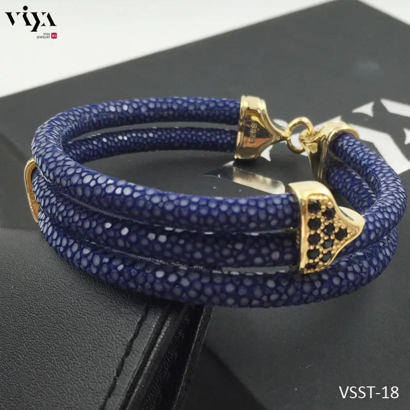 Origin Real Stingray Skin Bracelet with Swarovski stone setting-VSST-18 (14)