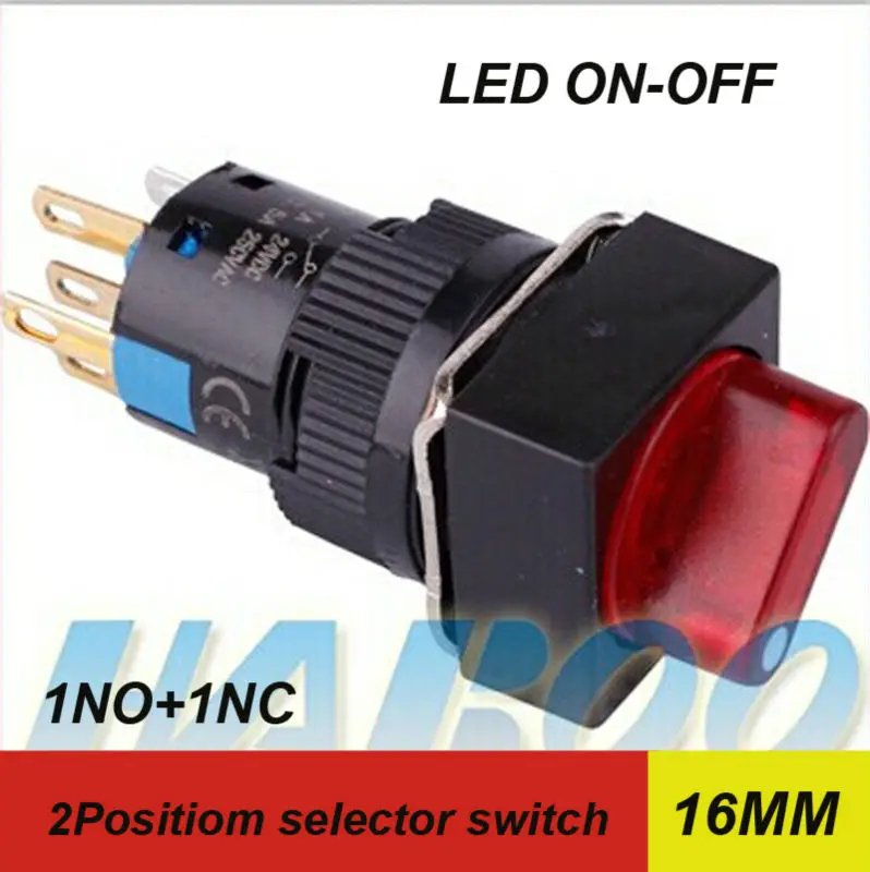 

1PCS packing dia.16mm led selector switch HABOO 2position selector rotary switch with led lights 1NO+1NC