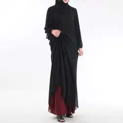 Новая длинная мусульманская женская одежда с обеих сторон Дубай Абая Макси платья Исламская одежда однотонная Повседневная модная