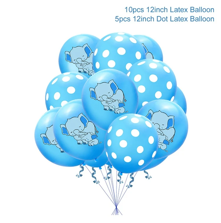 Elephant Decorations Baby Shower Candy Box Elephant Decorations Party Happy Birthday Party Decorations Kids Birthday Party Decor - Цвет: 15pcs boy ballon 2