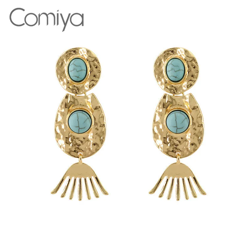 

Comiya Lovely Dangle Earring For Women Stone Korean Fashion Designed Zinc Alloy Gold Color Orecchini Pendenti Boho Earrings