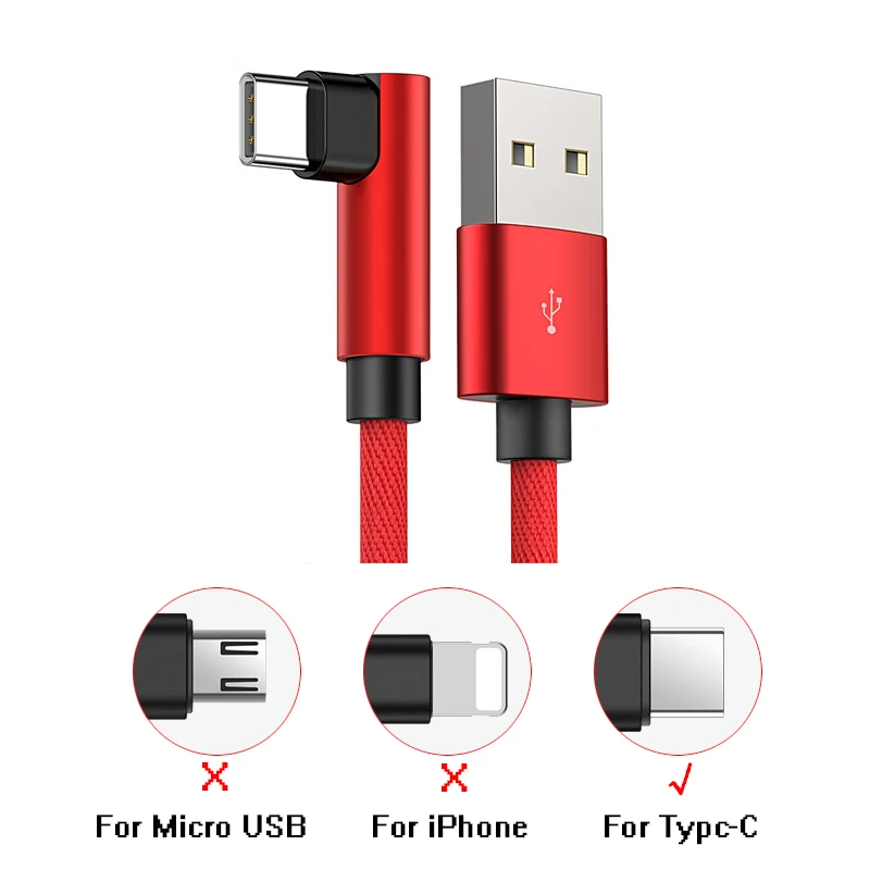 GUSGU 90 градусов usb type-C кабель для мобильного телефона 2A данных USB C зарядное устройство Шнур адаптер Тип c кабель для samsung S9 S8 Xiaomi Oneplus 6