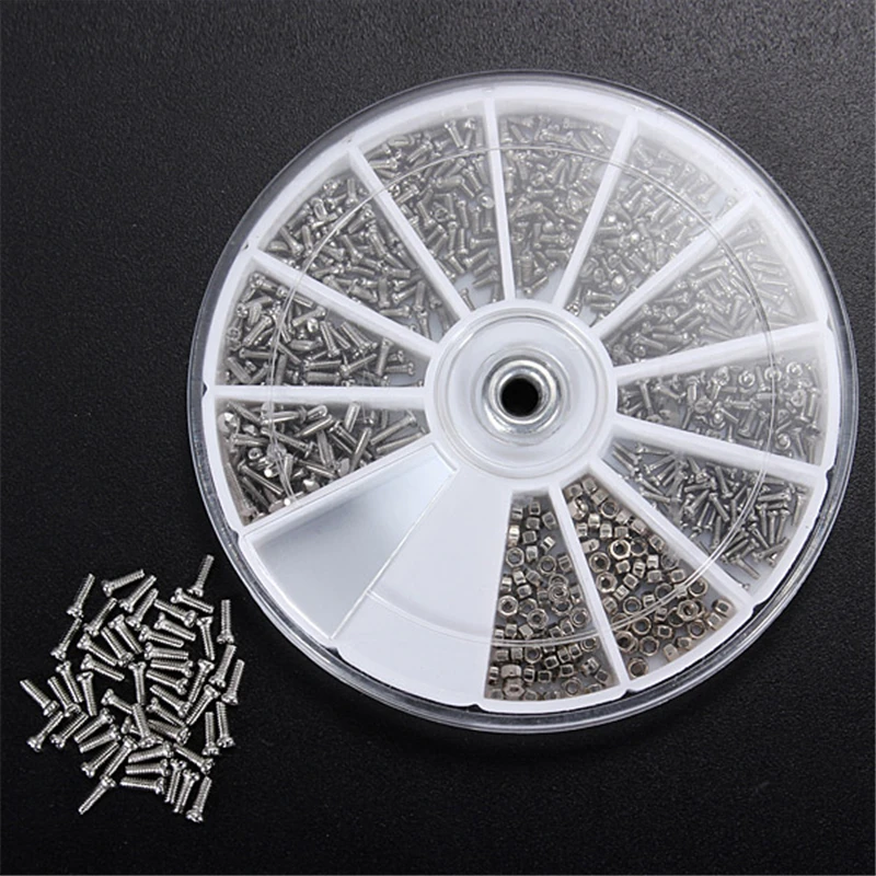 MTSPACE 600pcs/Set 12 Kinds of Small Screws Nuts Electronics Assortment Kit M1 M1.2 M1.4 M1.6 Home Office Hardware Top Quality