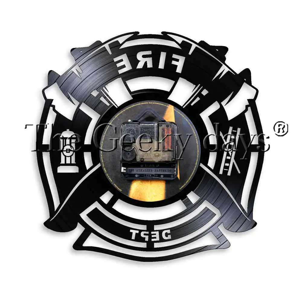 1 шт пожарный Виниловая пластинка настенные часы с светодиодный Подсветка пожарной современный настенный светильник пожарные знак