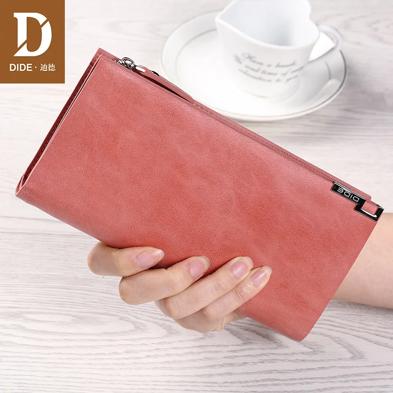 

DIDE 2019 Wallet Female For Coins Cute Long Women Wallets Genuine Leather Fashion Girls Purse Card Holder Long Clutch Hand Bag