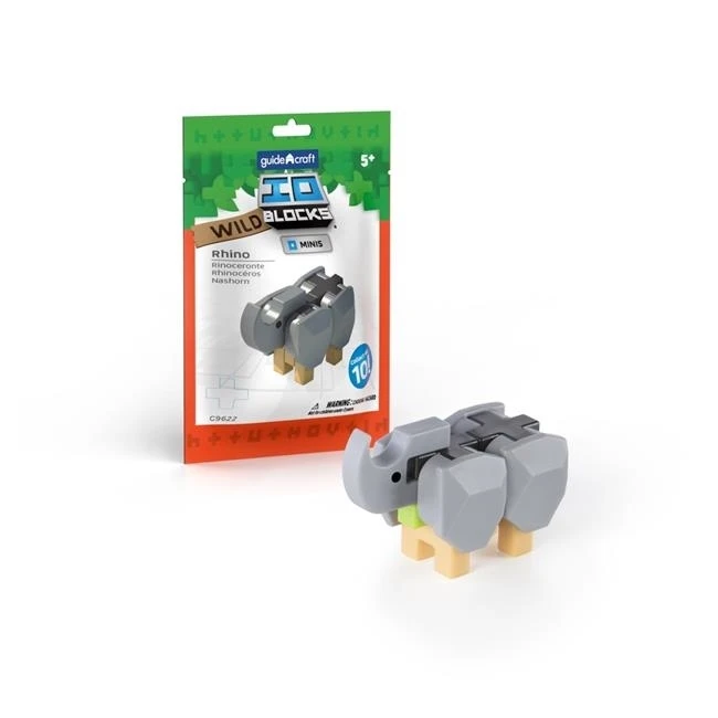 Guidecraft G9632 IO Blocks Minis Wild Rhino Pack of 10