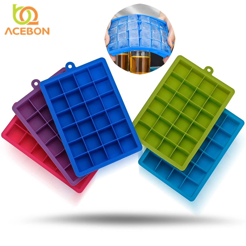 

24 Grids Silicone Square Shape Form Ice Cube Mold Tray Fruit Popsicle Ice Cream Maker for Wine Kitchen Bar Drinking Accessories