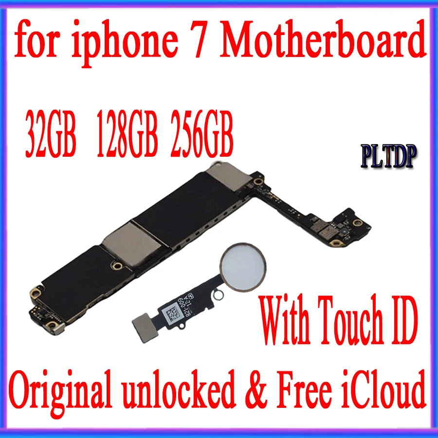 Материнская плата для iphone 7 32/100%/128 ГБ с распознаванием отпечатков пальцев и без