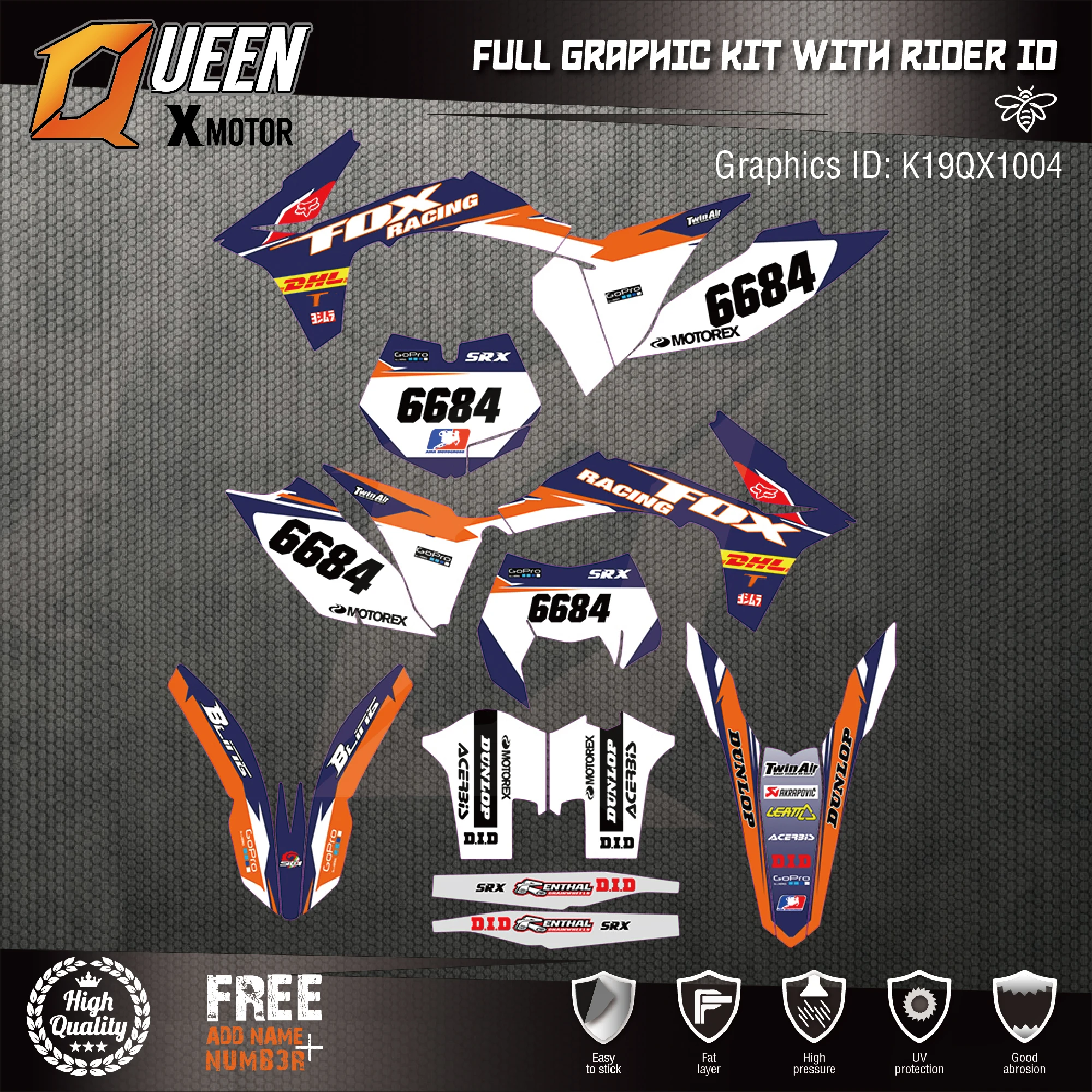 

Queen-X Custom Team Graphics Backgrounds Decals 3M Stickers Kit For KTM SXF 2011-2012 EXC 2012-2013 004