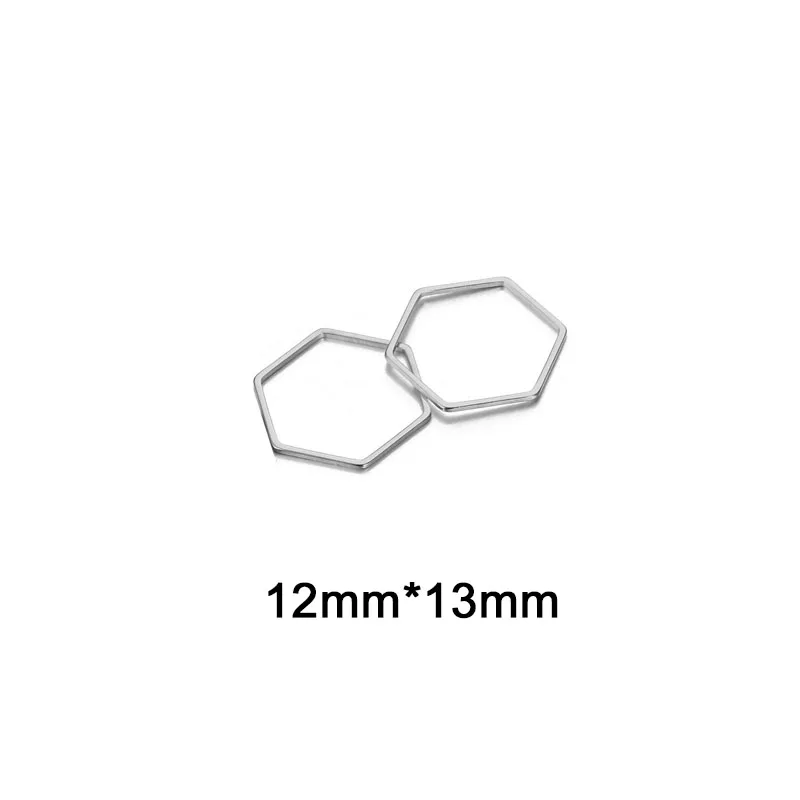 20 шт./лот, дизайн, квадратные геометрические подвески из нержавеющей стали для изготовления ювелирных изделий DIY, геометрические формы, кулон, ожерелье, аксессуары - Окраска металла: hexagon silver 12X13