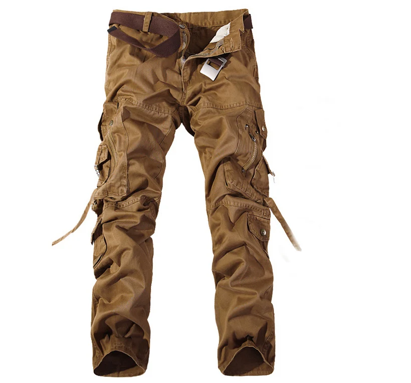 На открытом воздухе кемпинга Пешие прогулки камуфляж брюки карго размера плюс мульти-карман комбинезоны брюки мужские 6 цветов - Цвет: brown