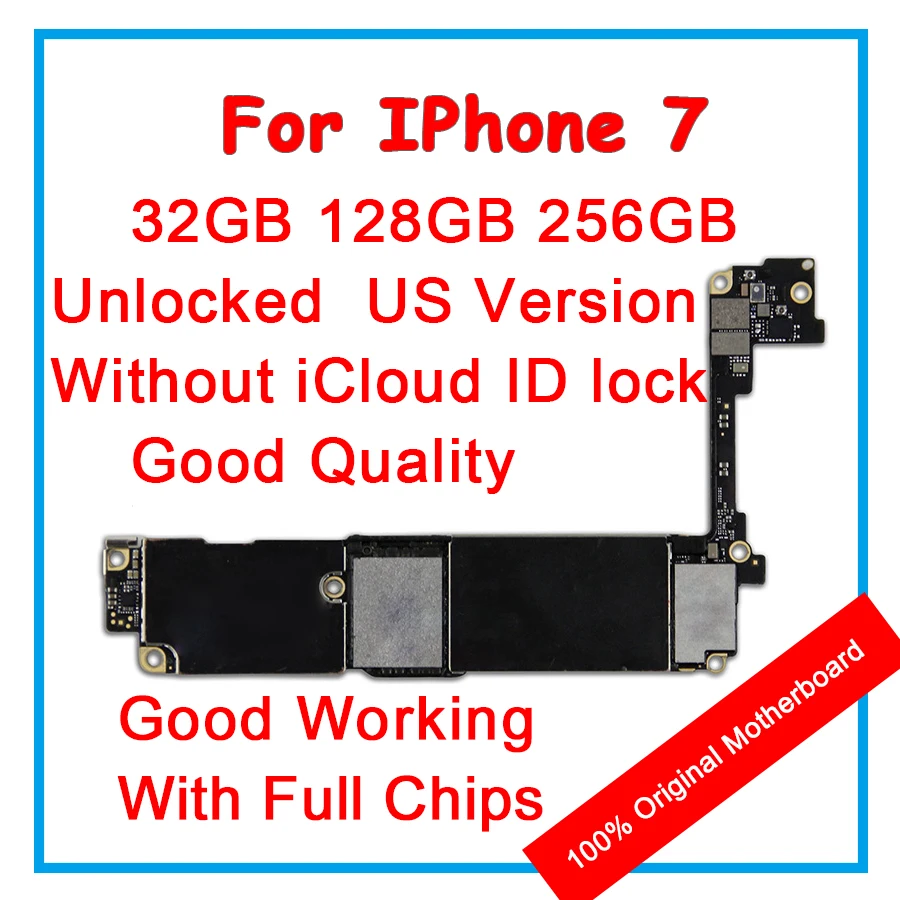 

For iPhone 7 Motherboard 100% Original Unlocked Mainboard Compatible IOS System Logic Board With Full Chips 32GB 128GB 256GB