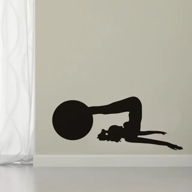 Lady gioco yoga con la sfera del vinile autoadesivo della parete ... Arredamento stanza yoga
