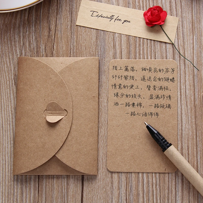 

6pcs DIY Wedding Invitation Card With Square Envelope Favors Dry Flower Kraft Paper Greeting Card Handmade