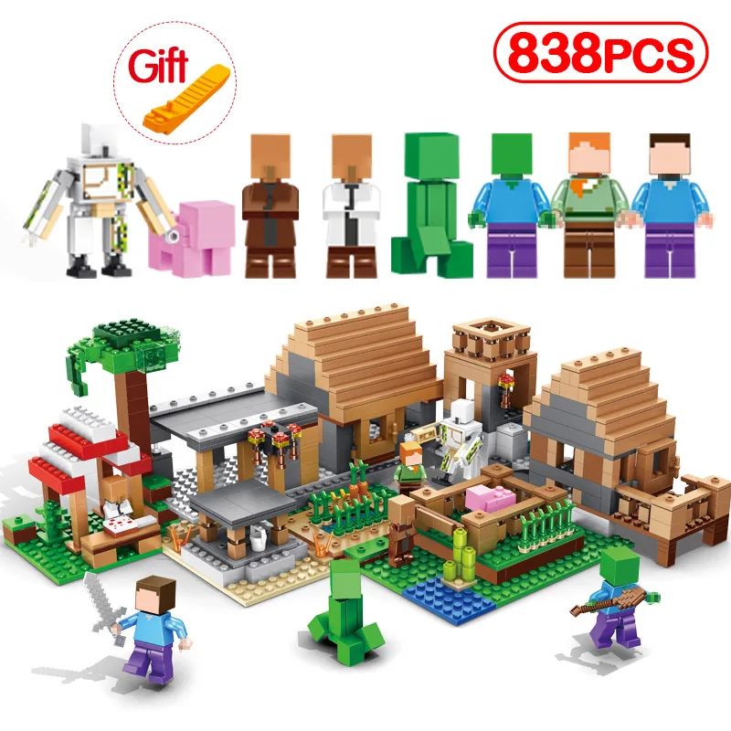 

My World The Farm Compatible Legoinglys Minecrafted Village Cottage Building Blocks House Figures Brick Toys For Children Gifts