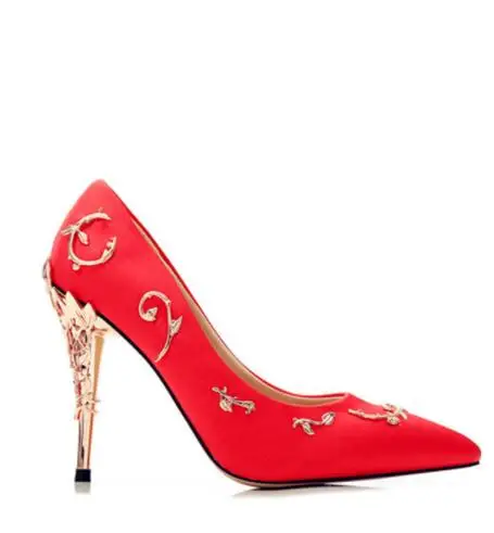 Роскошные женские туфли-лодочки с острым носком; свадебные туфли на каблуке с цветочным узором; женские элегантные шелковые туфли-лодочки на высоком каблуке; фирменный дизайн; - Цвет: picture 1