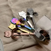 Милая кошка ложка с длинной ручкой столовые приборы кофе питьевой кухонный гаджет 5 шт. чайная ложка десертная ложка длинная ручка посуда# G