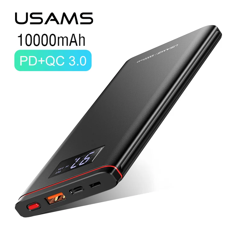 Ultra-thin Power Bank,USAMS 10000mah 18W QC 3.0+PD fast Charge Power Bank LCD display PowerBank Type C & Micro Port USB Charger Ultra-thin Power Bank,USAMS 10000mah 18W QC 3.0+PD fast Charge Power Bank LCD display PowerBank Type C & Micro Port USB Charger