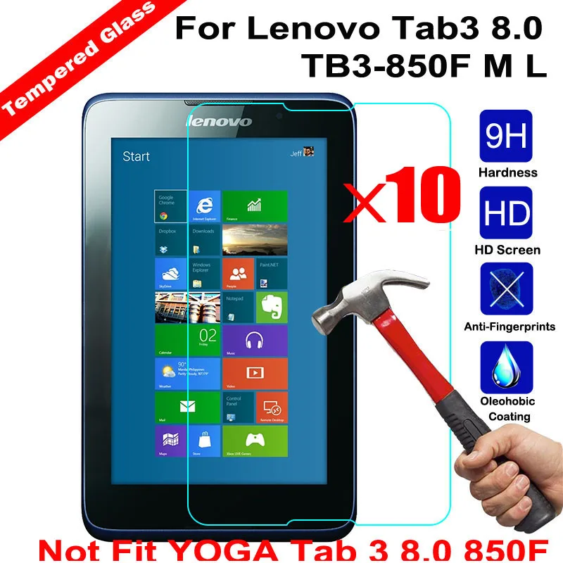 XSKEMP 10Pcs LCD Screen Protector For Lenovo Tab3 8.0 TB3-850F M L(Not fit Yoga tab 3 8.0) Tablet Tempered Glass Protective Film | Мобильные