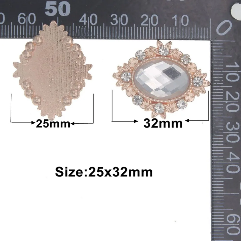 Новый Горный Хрусталь Flatback Кнопки 25*32 мм Античный Сплав Акриловые DIY Свадебные
