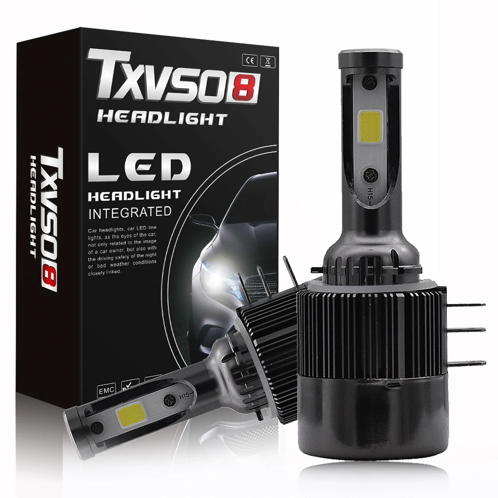TXVSO8 2 шт. светодиодный H15 Автомобильный свет фар 12 V 26000LM 6000 K 55 W флип моноблочные светодиодные чипы авто bombillas Светодиодная лампа для фар фронтальные свет факела
